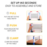 Table Tennis Net & Post Set - Clamp-On, Retractable