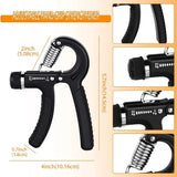 Hand Grip Strengthener Set - Adjustable 5-60kg with Counter