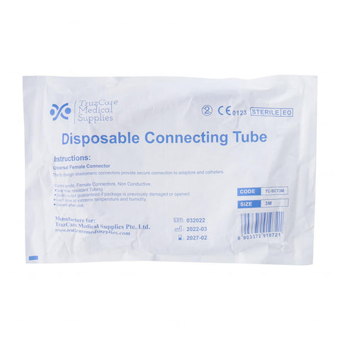 TruzCare Disposable Suction Connecting Tube 3M, with bed clip & connector cap