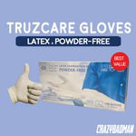 TruzCare Latex Gloves Powder Free (100pcs/box, Size, XS/S/M/L), Protection Gloves, Care Gloves