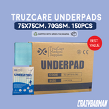 TruzCare Disposable Underpads for Incontinence Care, 75cm x 75cm, 70GSM