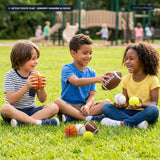 Kids Sharing & Playing With Crazybadman Foam Sports Stress Balls Happily in Park (AI Demonstration Resource)