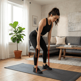 Pull Day in Home Living Room (Female Athlete) – Banded Bent-Over Row on Mat