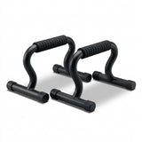 Matte Black S-Curve Steel Push-Up Bars Pair - High-Density Foam Grips & Non-Skid Rubber Caps