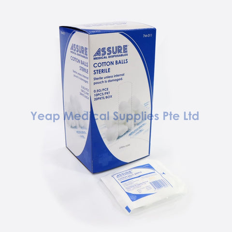 ASSURE Cotton Ball Sterile 0.5g (20pk/Bx)