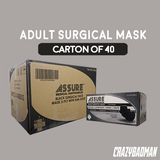 ASSURE Surgical Face Mask 3-ply with Earloop, Black (50 pcs)