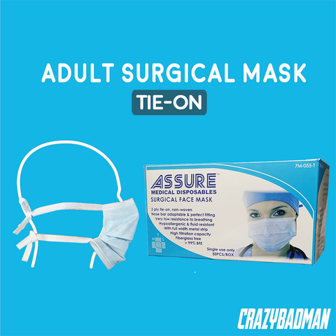 ASSURE Surgical Face Mask 3-ply, Tie-on (50pcs)
