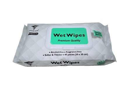 Cosmo Med Disposable Premium Wet Wipes with Plastic Lid, 40 wipes