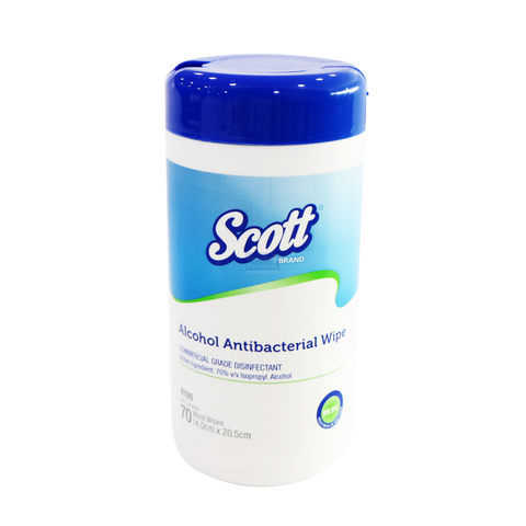 Scott Alcohol Antibacterial Wipes 1-Ply, 14cm x 20.5cm (70pc)