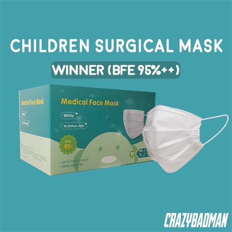 Winner Children’s Disposable Medical Face Mask 3ply 50pcs/box, BFE ≥95% - White