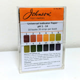 JOHNSON Universal PH Indicator Test Pa1s, PH 1 - 11, 10x20 Strips/Box