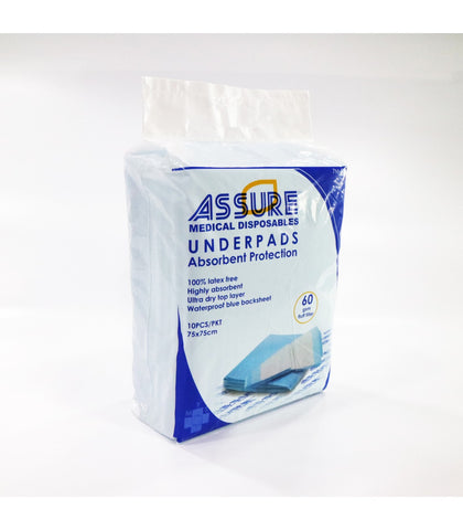 ASSURE Underpads 75cm x 75cm, 60g Fluff Filler (10pcs/pack)